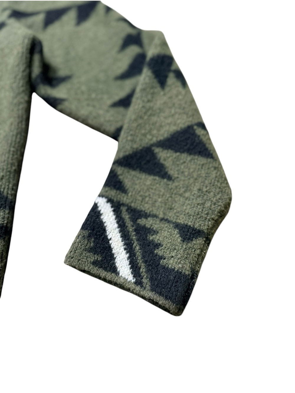 FRYE XL Southwestern Aztec Long Cardigan Sweater Olive Green Black - Picture 4 of 12